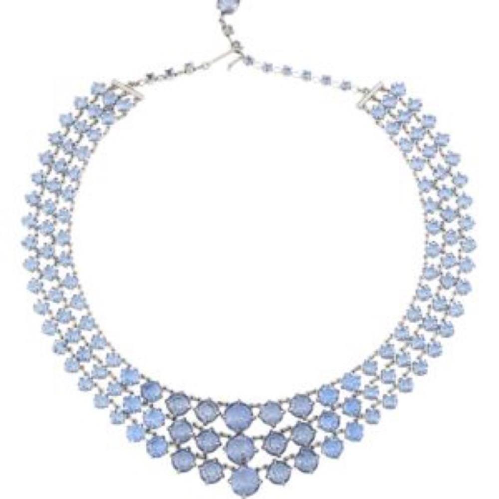 Dannijo Saturn Bib Necklace | three-strand + crystal | blue/silver